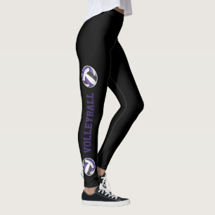 Purple black team colours volleyballs w text up le leggings