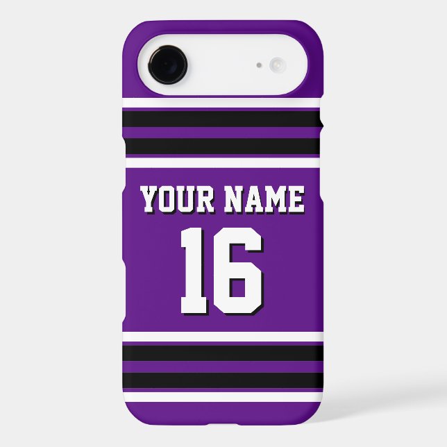 Purple Black Team Jersey Custom Number Name Case-Mate iPhone Case (Back)