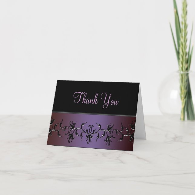 Purple Black Thank You Card (Front)