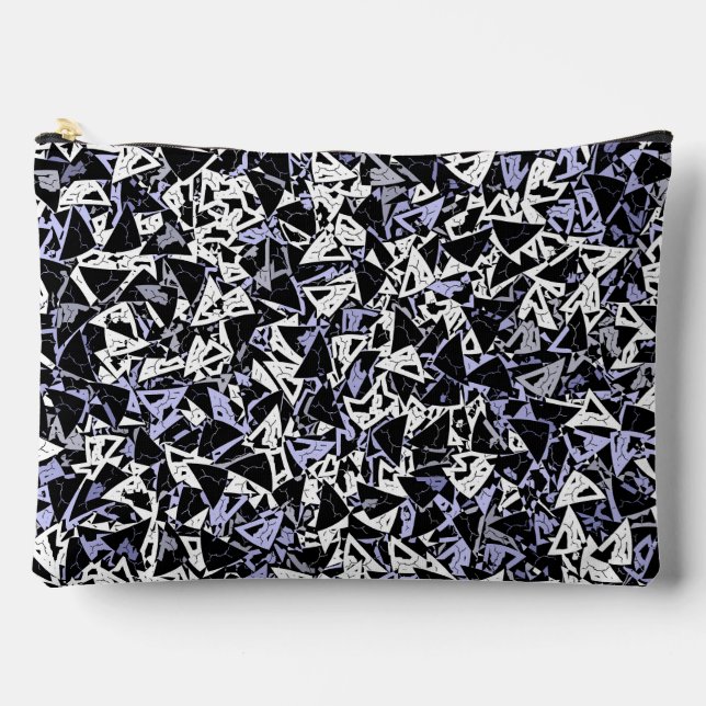 Purple Black Triangle Pattern Large Accessory Pouch (Front)
