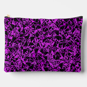 Purple Black Triangle Pattern Large Accessory Pouch