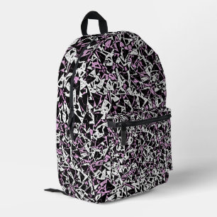 Purple Black Triangle Pattern Printed Backpack