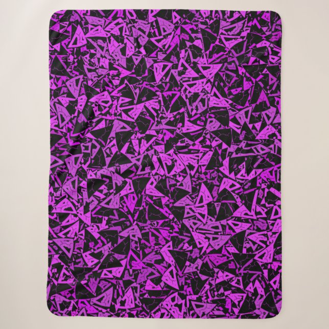 Purple Black Triangle Pattern Sherpa Blanket (Front)