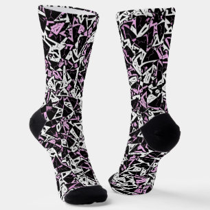Purple Black Triangle Pattern Socks
