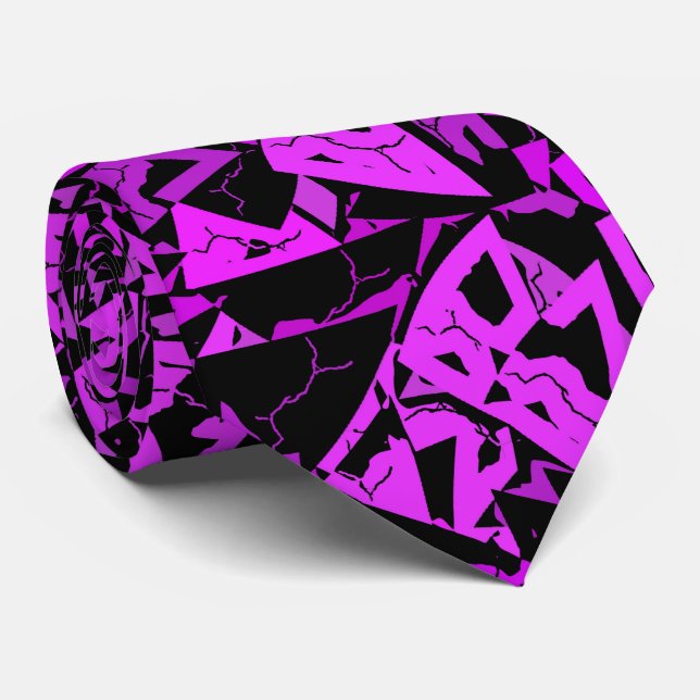 Purple Black Triangle Pattern Tie (Rolled)