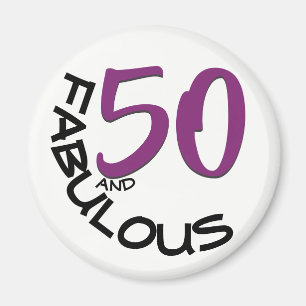Purple & Black Typography 50th Birthday Magnet