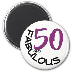 Purple & Black Typography   50th Birthday Magnet