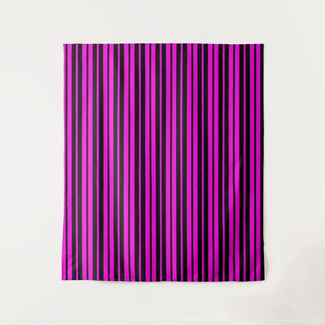 Purple Black Vertical Stripes Pattern Design Tapestry (Front)