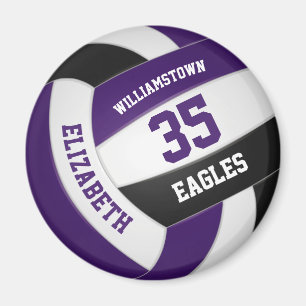 purple black volleyball team colours girls boys magnet