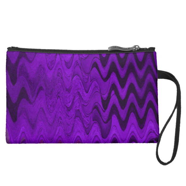 purple black wave background suede wristlet (Front)