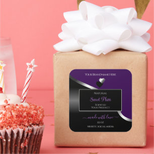 Purple Black Wavy Silver and Hearts Product Labels