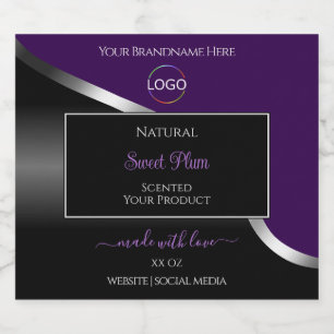 Purple Black Wavy Silver with Logo Product Labels