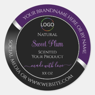 Purple Black Wavy Silver with Logo Product Labels