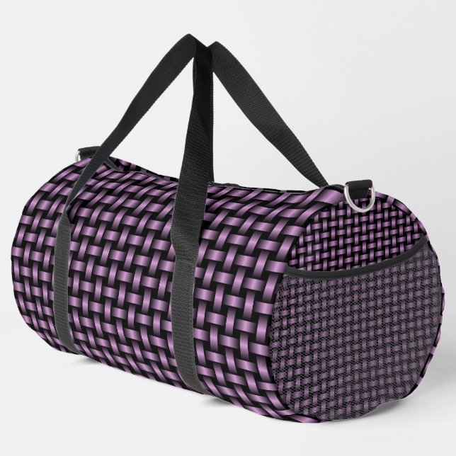 Purple Black Weave Pattern Duffel Bag (Right Corner)
