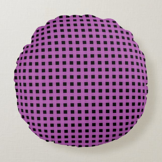 Purple Black Weave Pattern Round Cushion (Front)