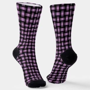 Purple Black Weave Pattern Socks