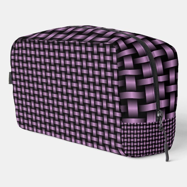 Purple Black Weave Pattern Toiletry Bag (Right Corner)