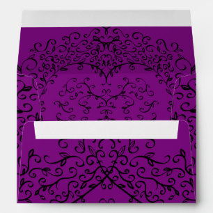 Purple Black Wedding Gothic Heart Envelope