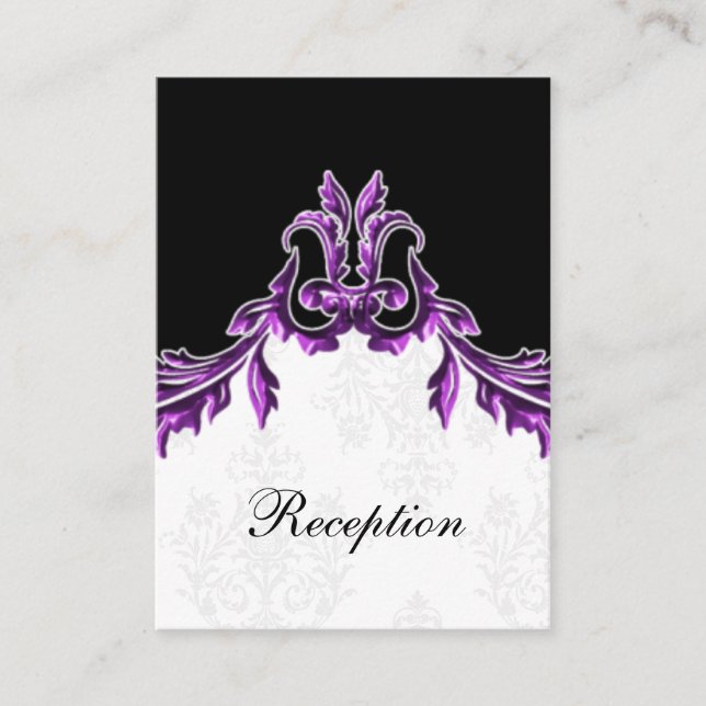 purple black wedding Reception Cards (Front)