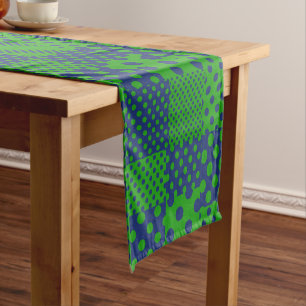 Purple Black White Checkered Pattern Design  Short Table Runner