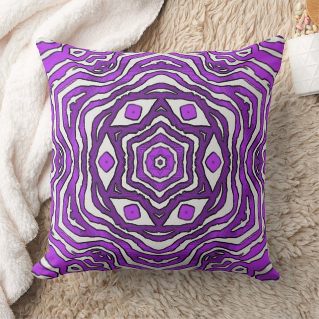 Purple Black White Circle Pattern Design Cushion (Blanket)