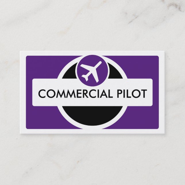 Purple black white custom pilot business cards (Front)