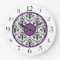 Purple Black & White Damask Elegant 10.75" Clock