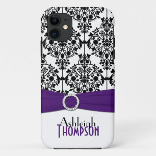 Purple, Black, White Damask iPhone 5 Case