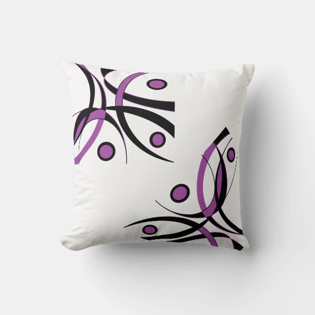 Purple Black White Design Cushion (Front)
