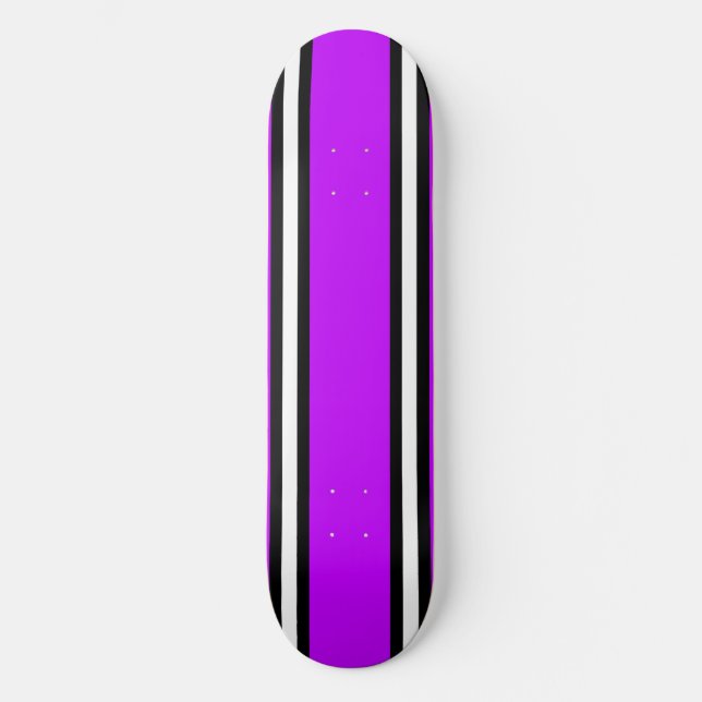 Purple Black & White Pinstripe Skateboard Deck (Front)