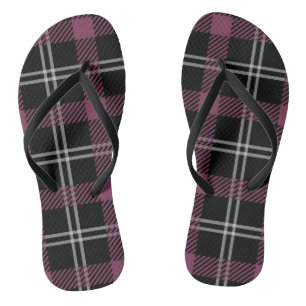 Purple Black White Plaid Decor Background Jandals