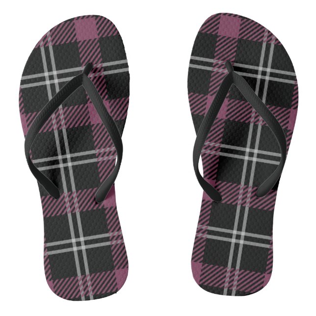 Purple Black White Plaid Decor Background Jandals (Footbed)