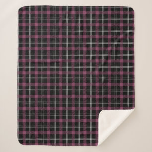 Purple Black White Plaid Decor Background Sherpa Blanket