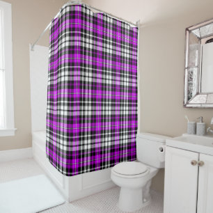 Purple Black White Plaid Tartan Pattern Design  Shower Curtain