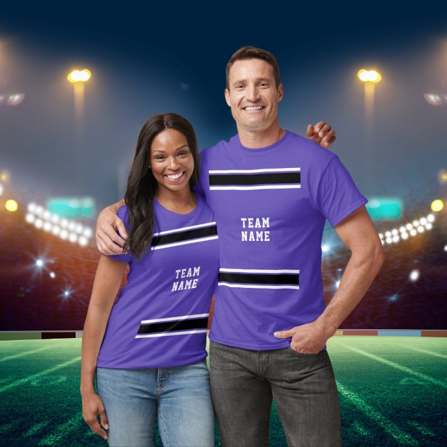 Purple Black White Sports Jersey Team Name Unisex T-Shirt (Purple Black White Sports Jersey Team Name Unisex T-Shirt)