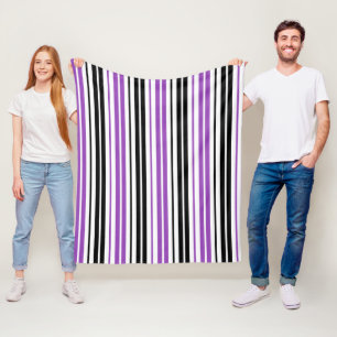 Purple Black White Stripes Pattern Design Fleece Blanket
