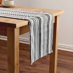 Purple Black White Stripes Pattern Design  Short Table Runner