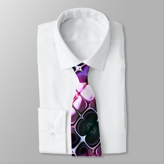 Purple Black white Unique Abstract Art Tie (Tied)