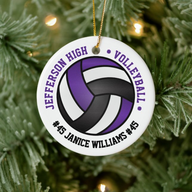 Purple, Black & White Volleyball 🏐 Ceramic Tree Decoration (Tree)