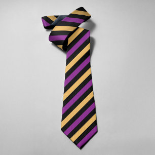 Purple Black Yellow Striped Formal Groomsmen Tie
