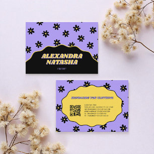 Purple Black Yellow Y2K Flower Handmade Clothing Business Card