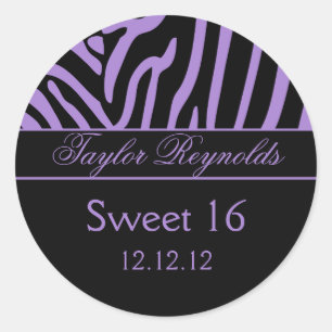 Purple Black Zebra Sweet 16 Sticker