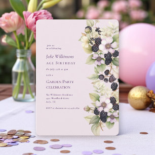 Purple Blackberry Garden Birthday Invitation