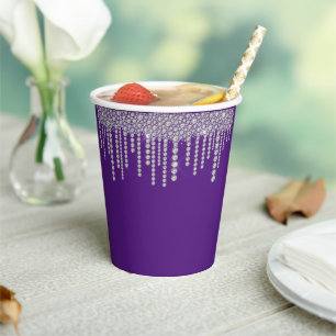 Purple Bling Girly Sparkle Paper Cups