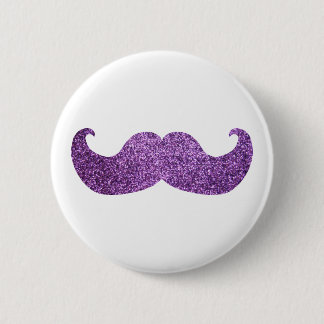 Purple Bling moustache (Faux Glitter Graphic) 6 Cm Round Badge