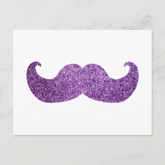 Purple Bling moustache (Faux Glitter Graphic) Postcard