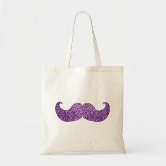 Purple Bling moustache (Faux Glitter Graphic) Tote Bag