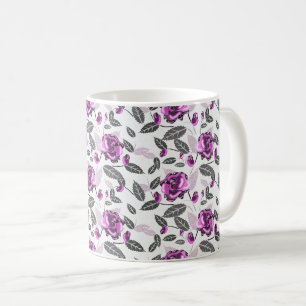 Purple Bliss Floral Design Coffee Mug
