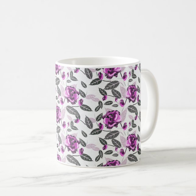Purple Bliss Floral Design Coffee Mug (Front Right)