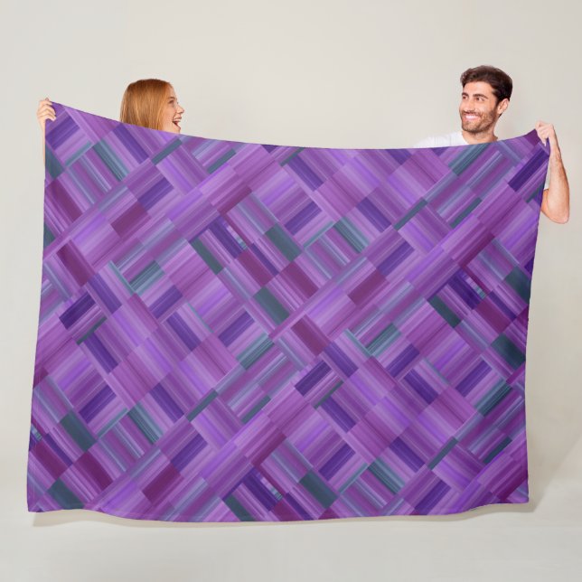 Purple Block Design Fleece Blanket (In Situ)